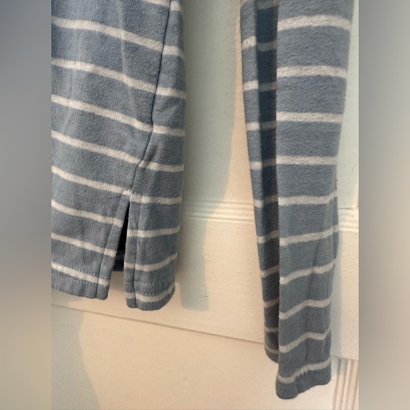 Marine Layer Double Knit Henley Long Sleeve Top in Light Blue/White Stripe Small - Picture 8 of 13
